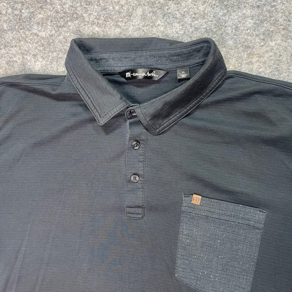 Travis Mathew Polo Shirt Men's XL‎ Golf Casual Button Front Pocket Black